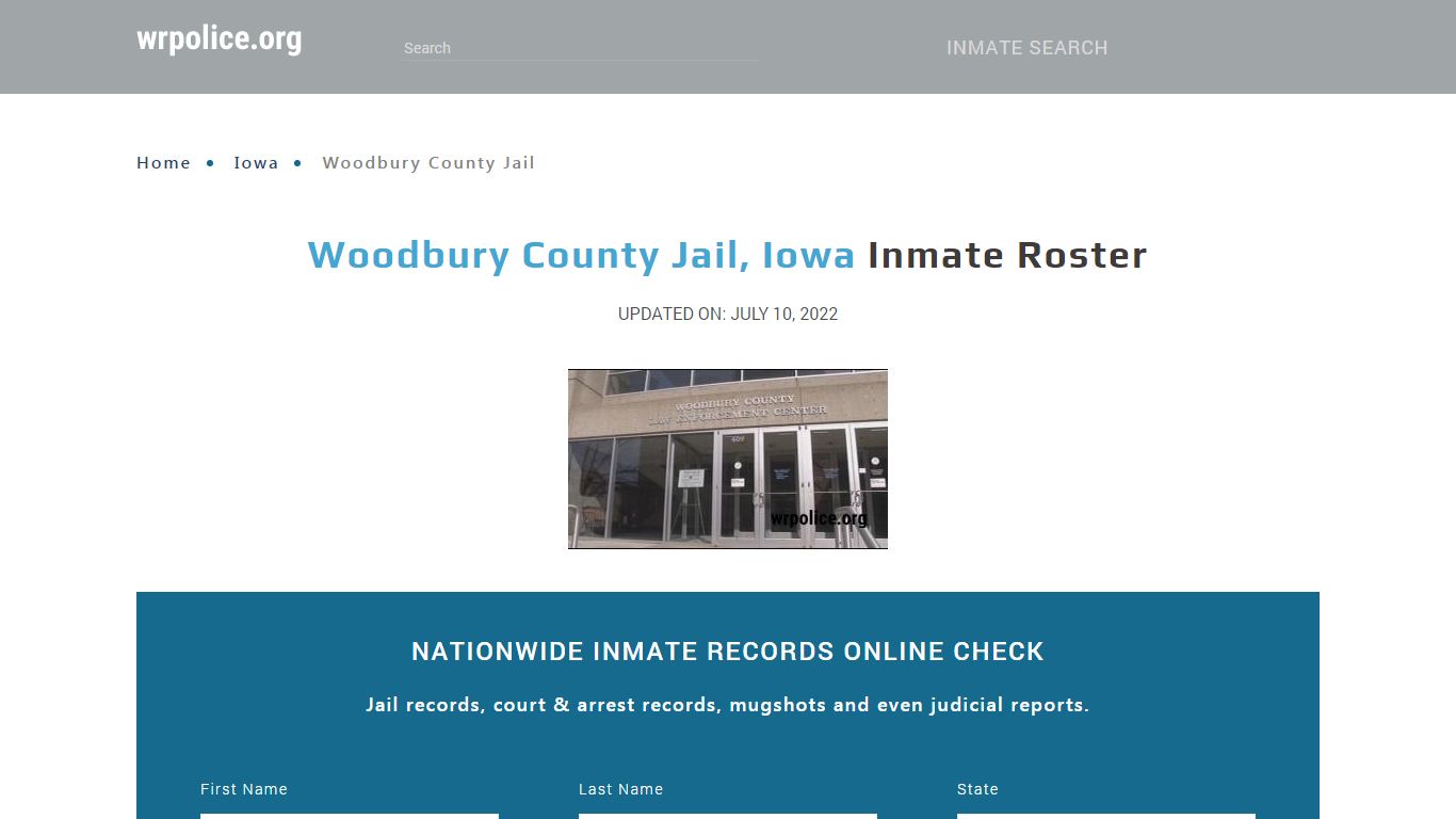 Woodbury County Jail, Iowa - Inmate Locator