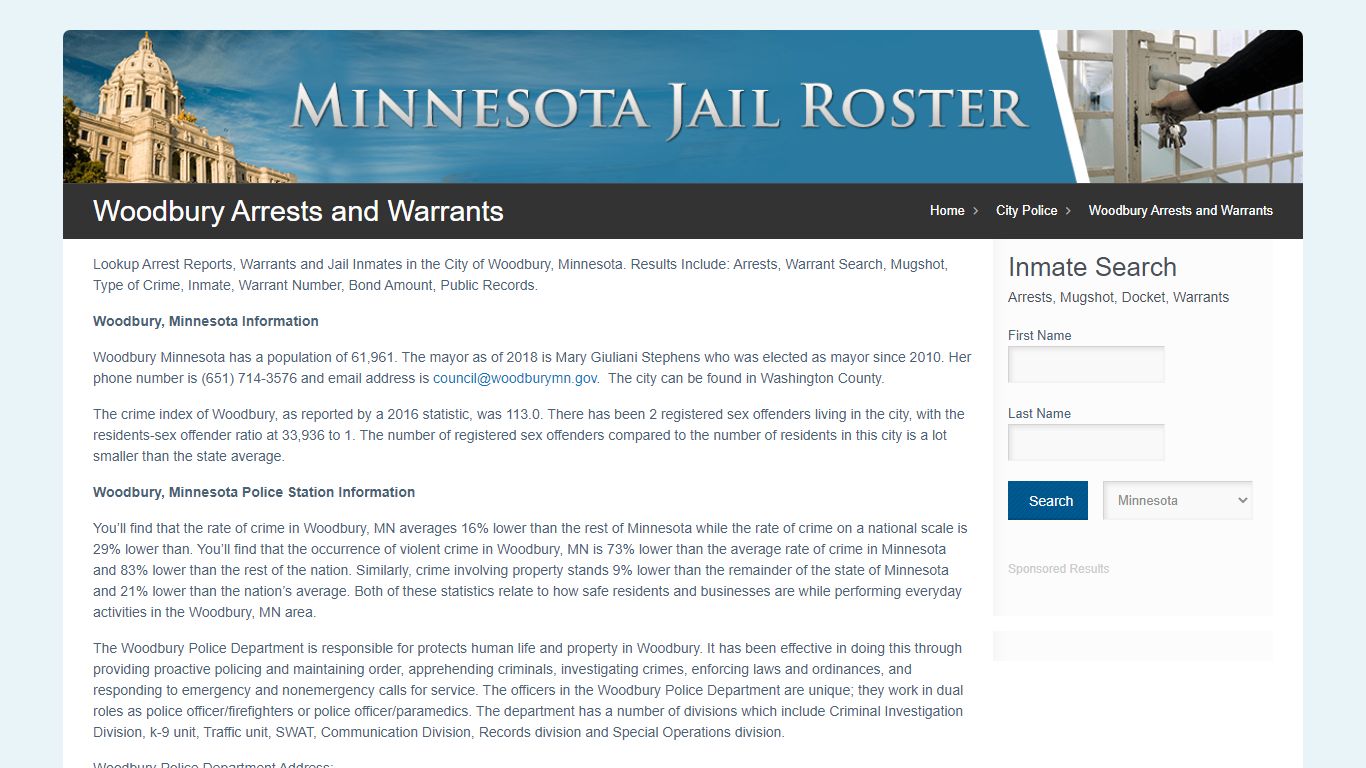 Woodbury Arrests and Warrants | Jail Roster Search