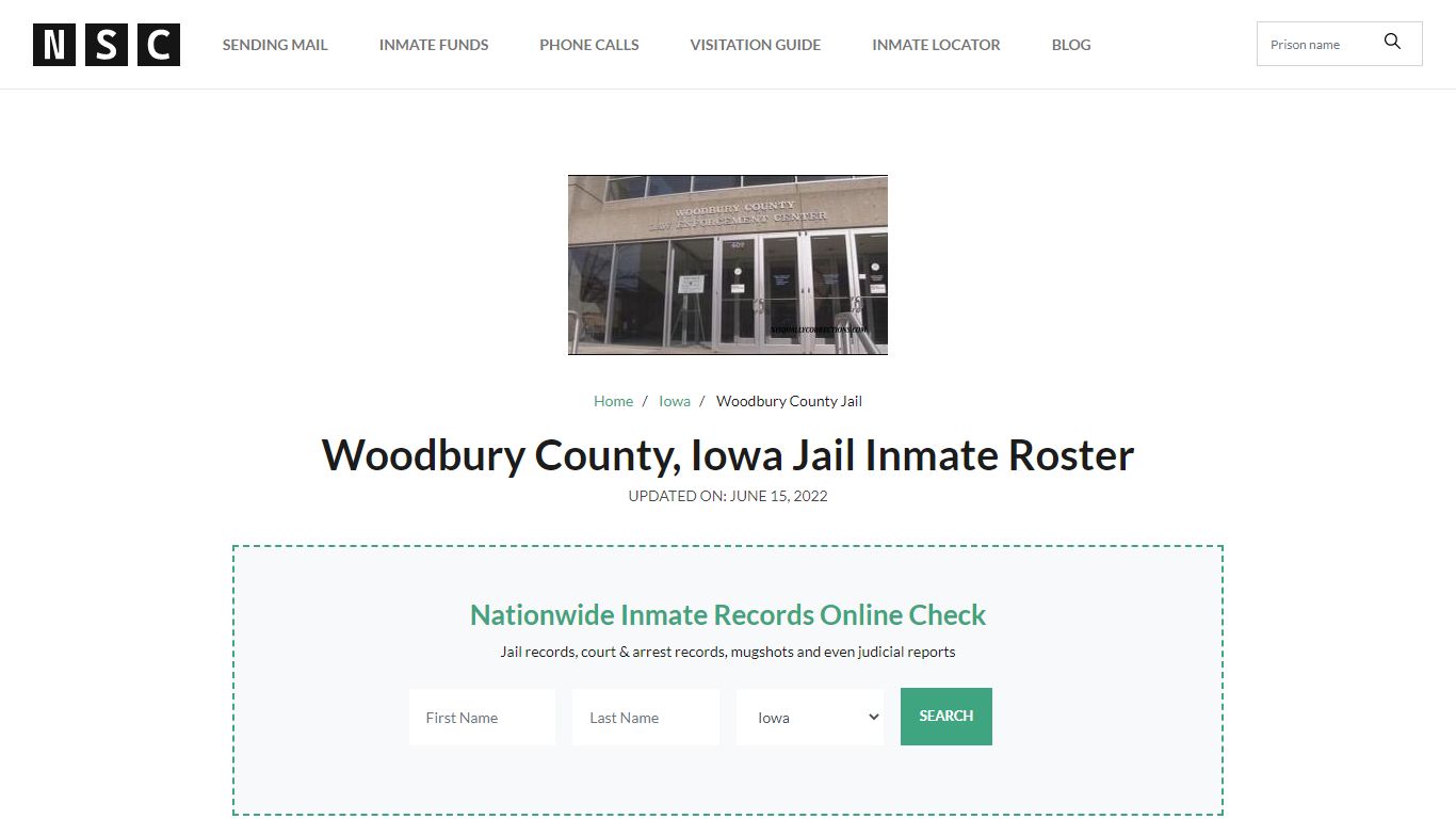 Woodbury County, Iowa Jail Inmate Roster